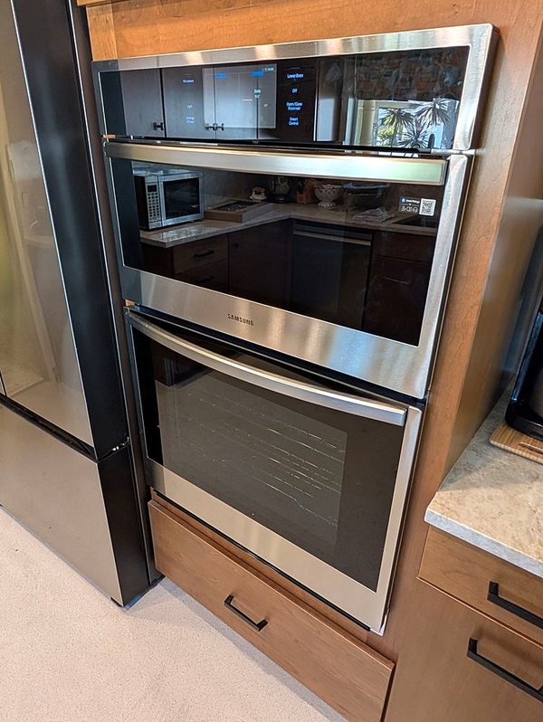 Wall oven combination installation in wood cabinetry